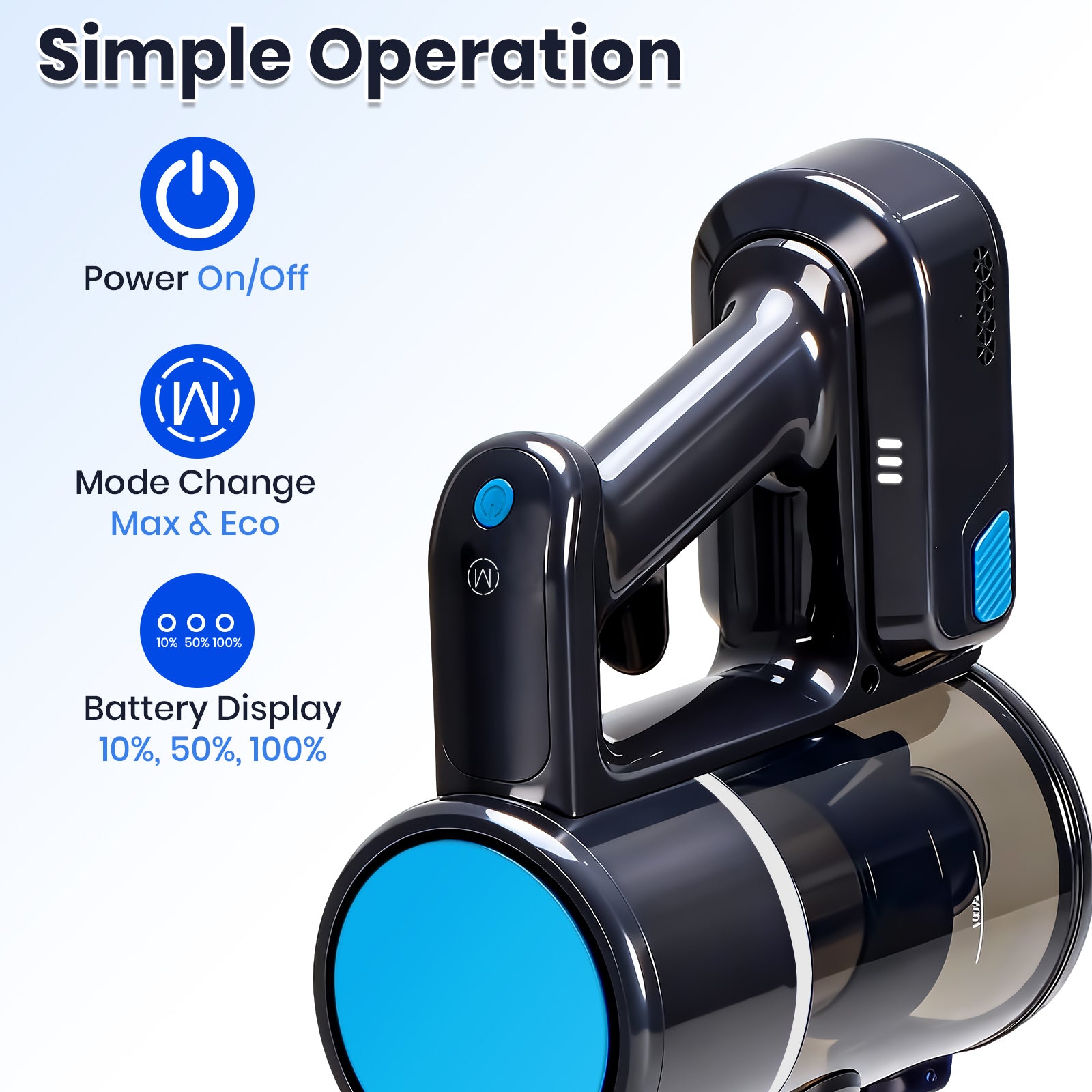 VANECL Lightweight Cordless Stick Vacuum Cleaner with Anti-Tangle Design & LED Headlight, Rechargeable Wireless Handheld Vacuum