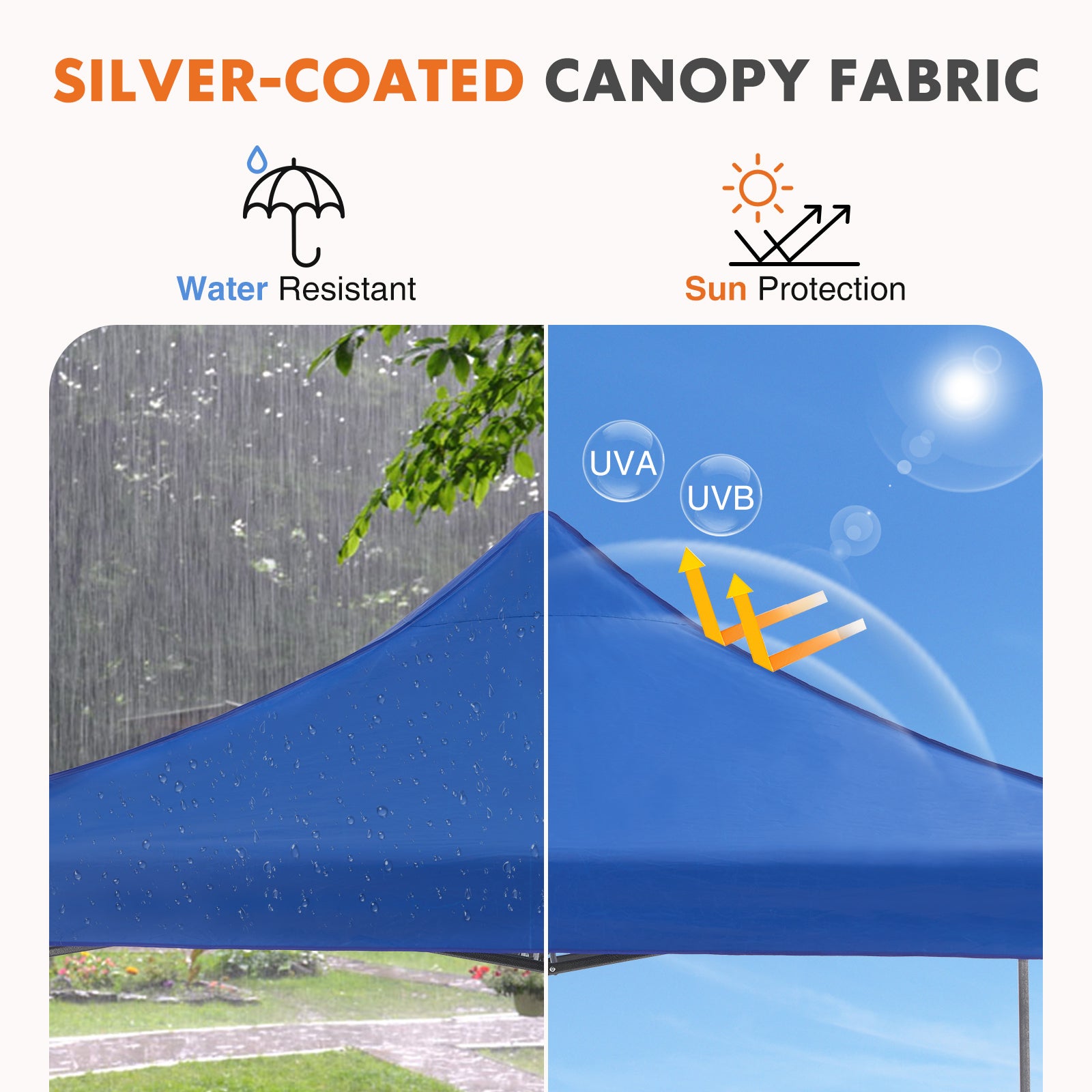 VANECL 10×10FT Pop Up Canopy Tent, Instant Portable Waterproof Sun Shelter with Adjustable Height for Beach Camping Party Outdoor Shade
