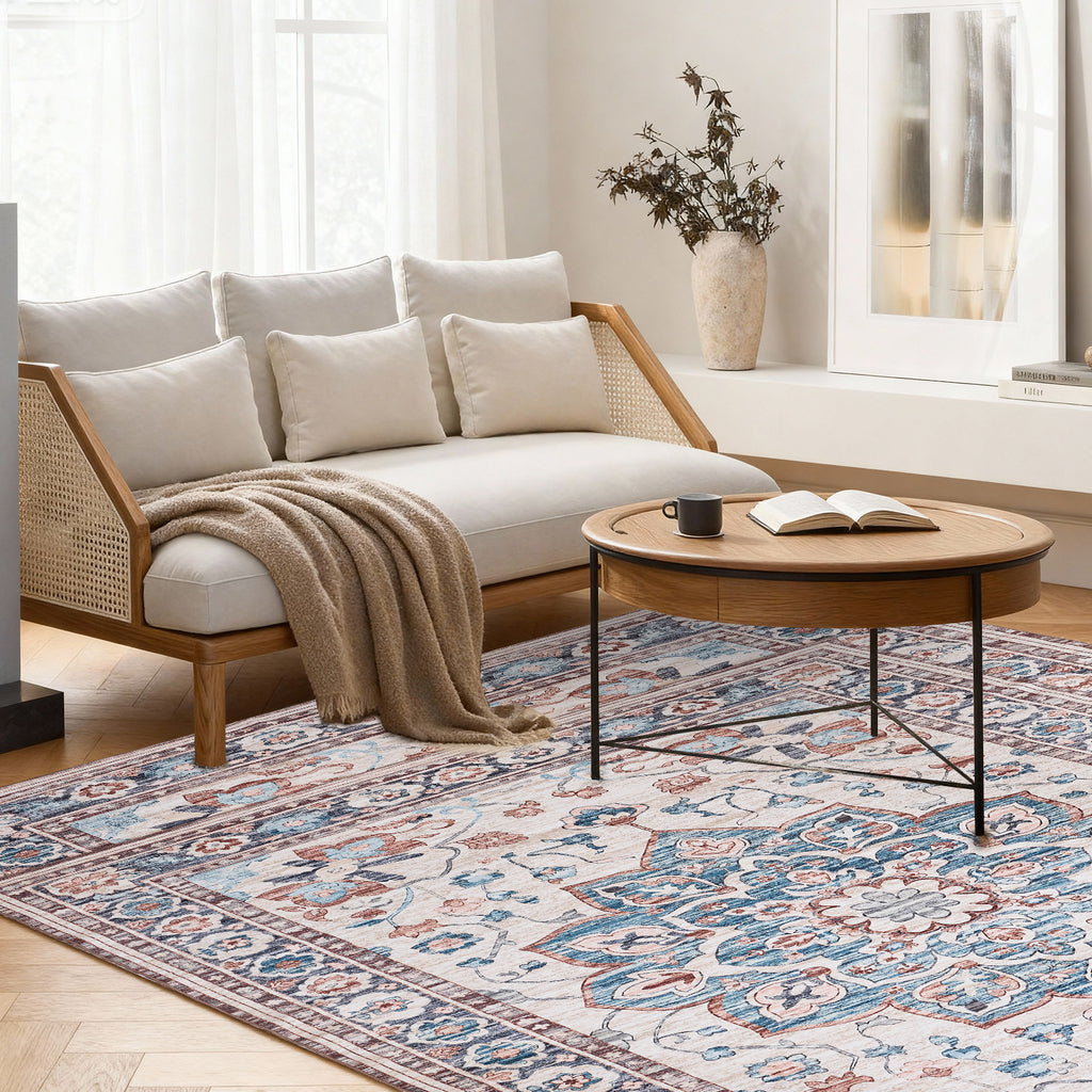 VANECL 8'x10' Nordic Style Polyester Area Rug, Anti-Stain Easy Care Silent Large Carpet, Low Pile Non Slip Floor Rug for Large Living Room Bedroom Home Decoration