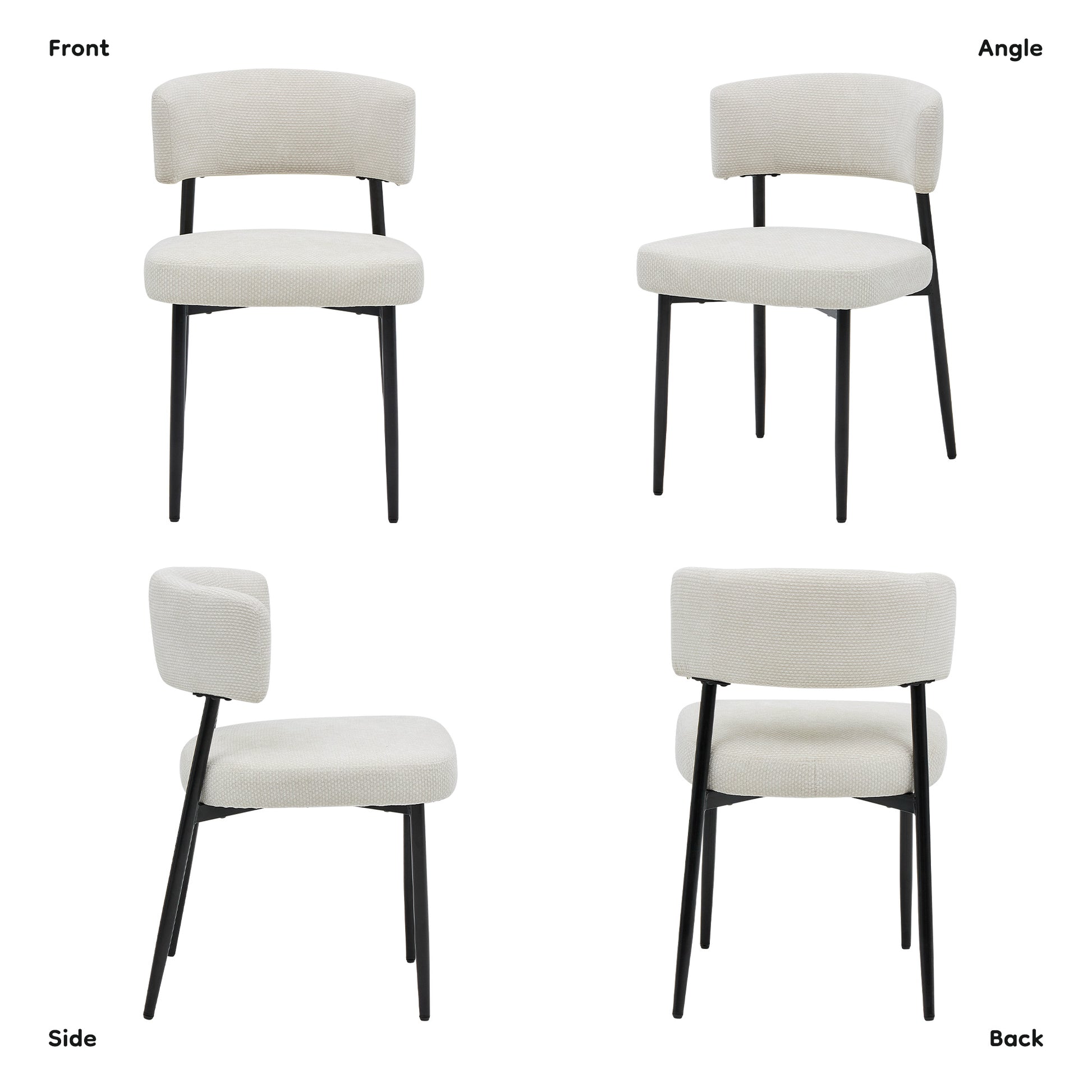 VANECL Set of 4 Modern Chenille Upholstered Dining Chairs, Ergonomic Curved Backrest Dining Chair with Heavy Duty Metal Frame for Dining Room Kitchen Cafe