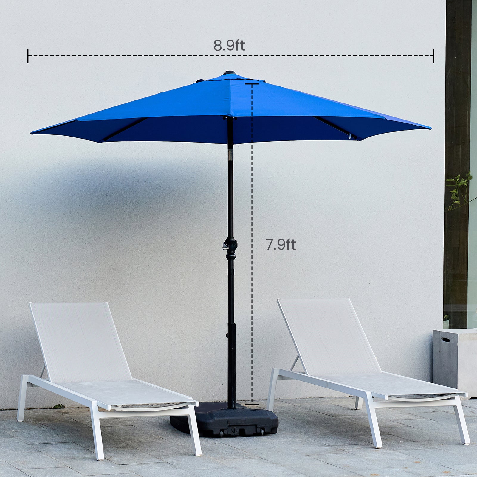 VANECL 9ft Outdoor Market Patio Umbrella with Crank & Push Button Tilt, 8 Aluminum Ribs Waterproof UV Protection Umbrella for Garden Backyard