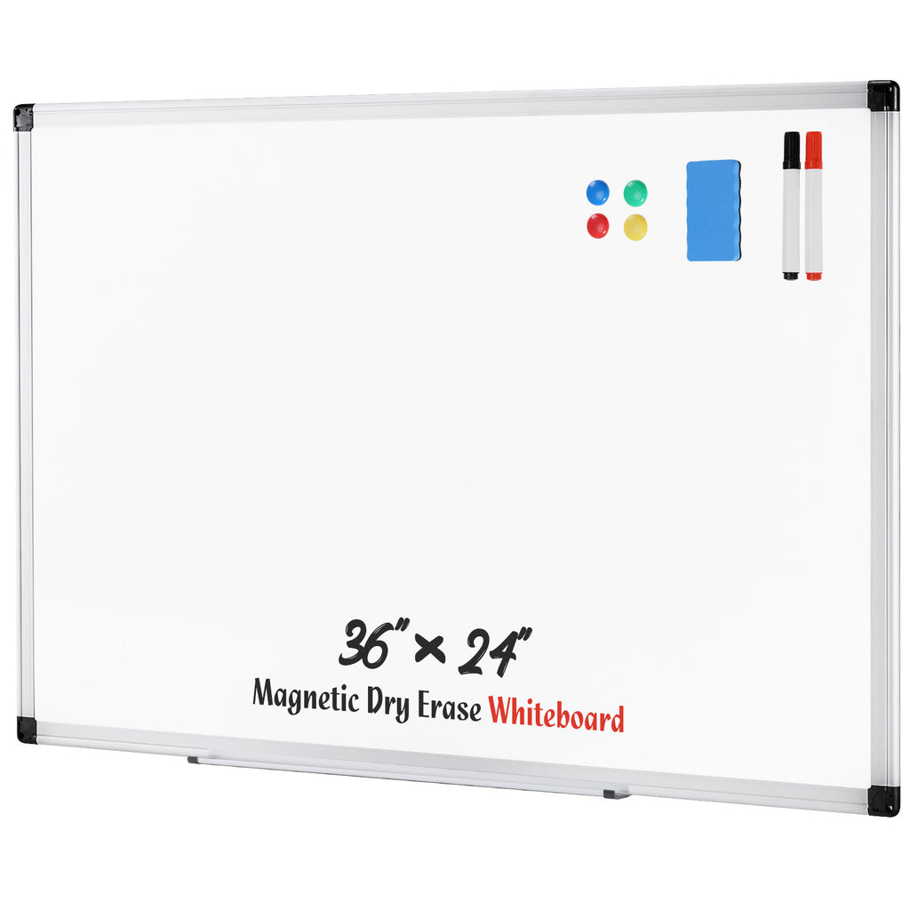 VANECL 36×24 Inch Magnetic Dry Erase WhiteB0ard, Silver Aluminum Framed Marker B0ard with Full Accessories for Office School Home