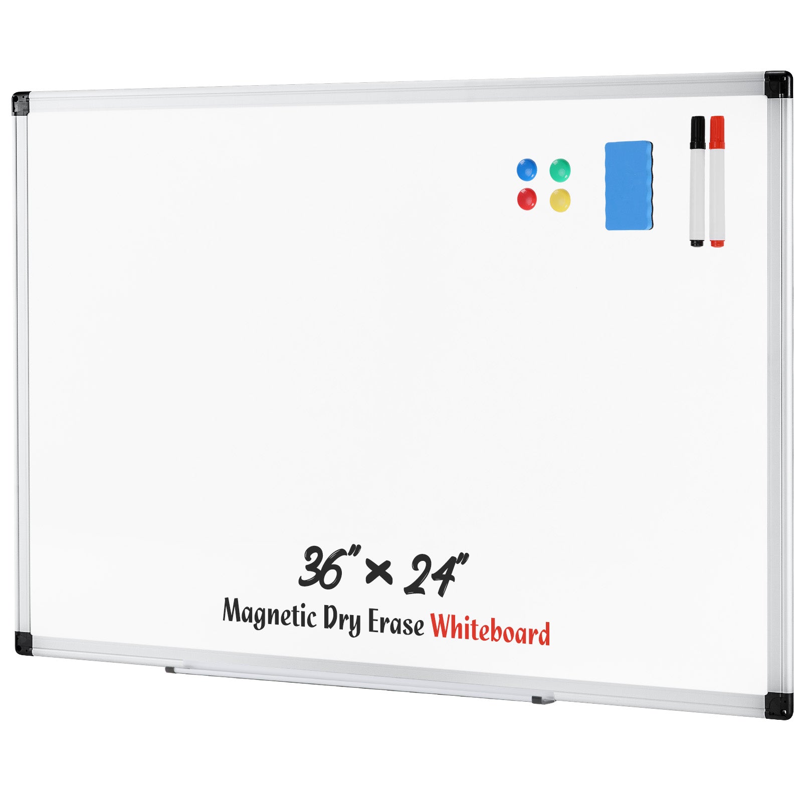 VANECL 36×24 Inch Magnetic Dry Erase WhiteB0ard, Silver Aluminum Framed Marker B0ard with Full Accessories for Office School Home