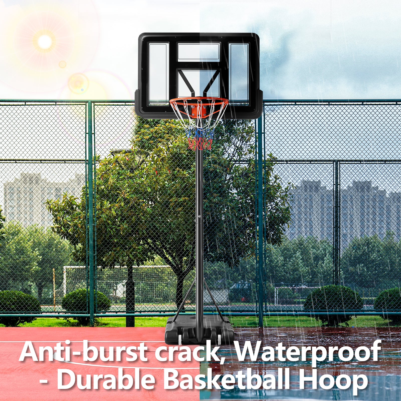 VANECL Portable Basketball Hoop System, 4.2-10FT Height Adjustable Basketball Goal with 44 Inch Shatterproof Backboard for Kids & Adults Outdoor Indoor Playing