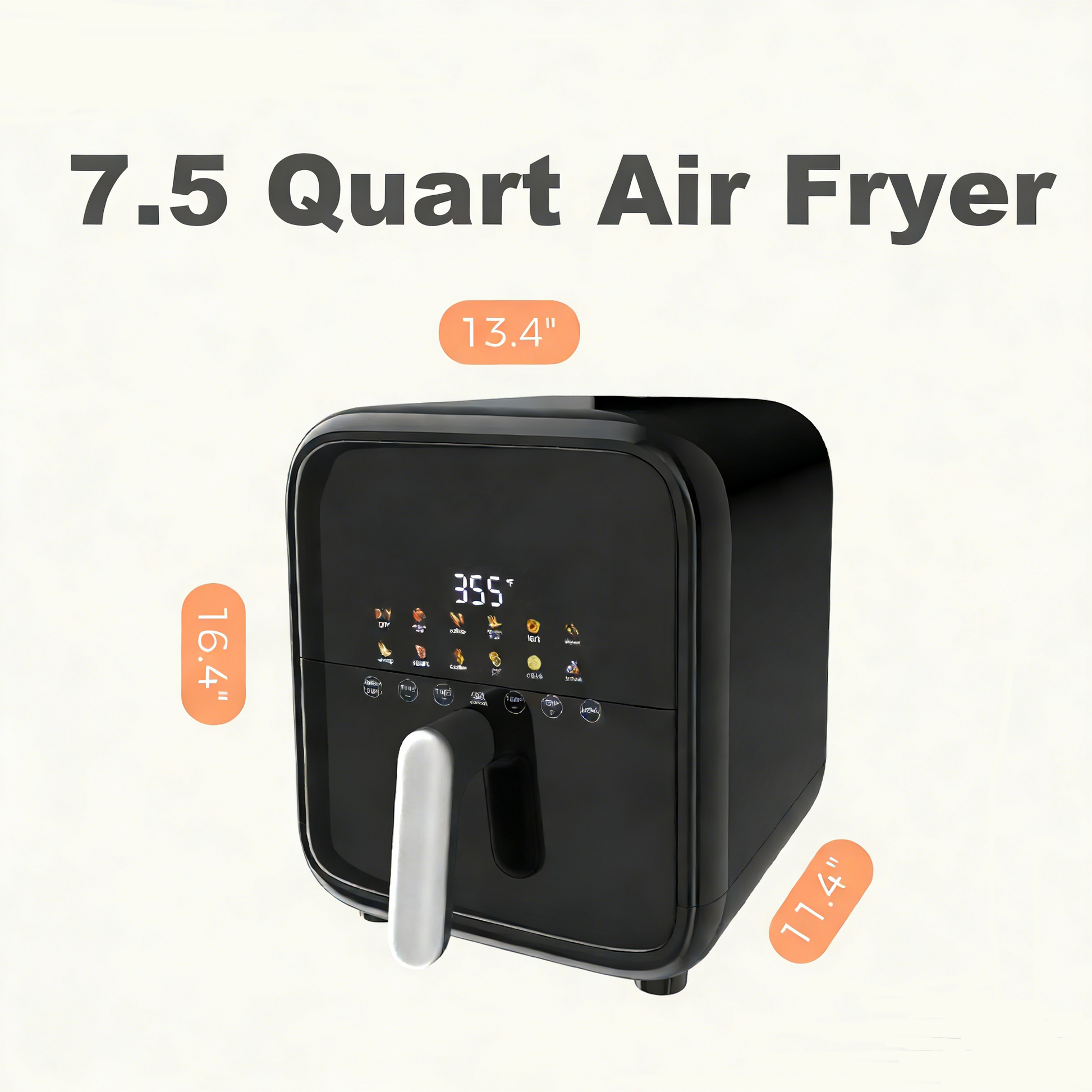 VANECL 7.5QT Air Fryer with Visible Window, Digital Touch Screen Large Family Air Fryer, Non-Stick Dishwasher Safe Basket Oil-Less Healthy Fryer for Home Cooking