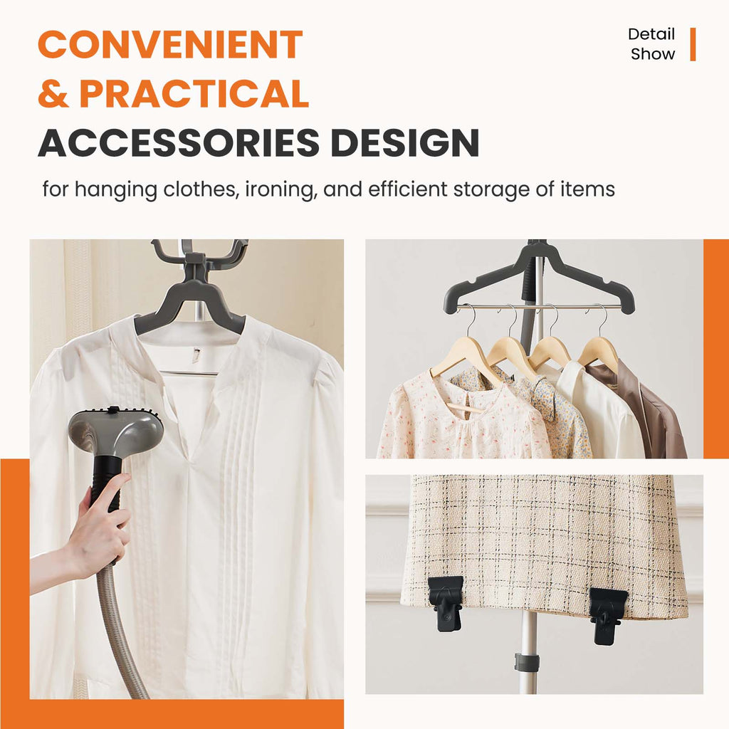VANECL 1500W Upright Garment Steamer with Rolling Wheels, 1.7L Large Water Tank Vertical Clothes Steamer for Home & Commercial Use