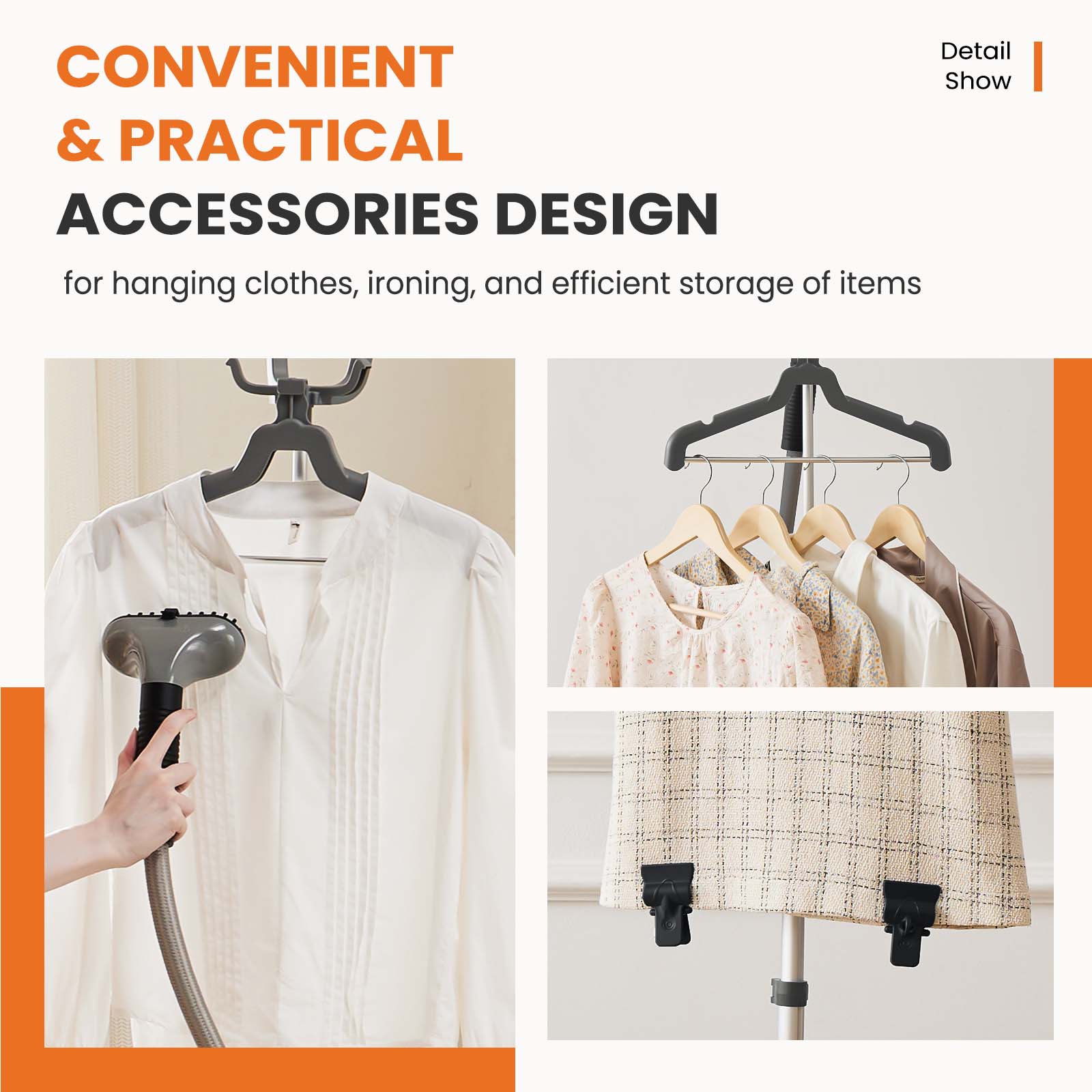VANECL 1500W Upright Garment Steamer with Rolling Wheels, 1.7L Large Water Tank Vertical Clothes Steamer for Home & Commercial Use