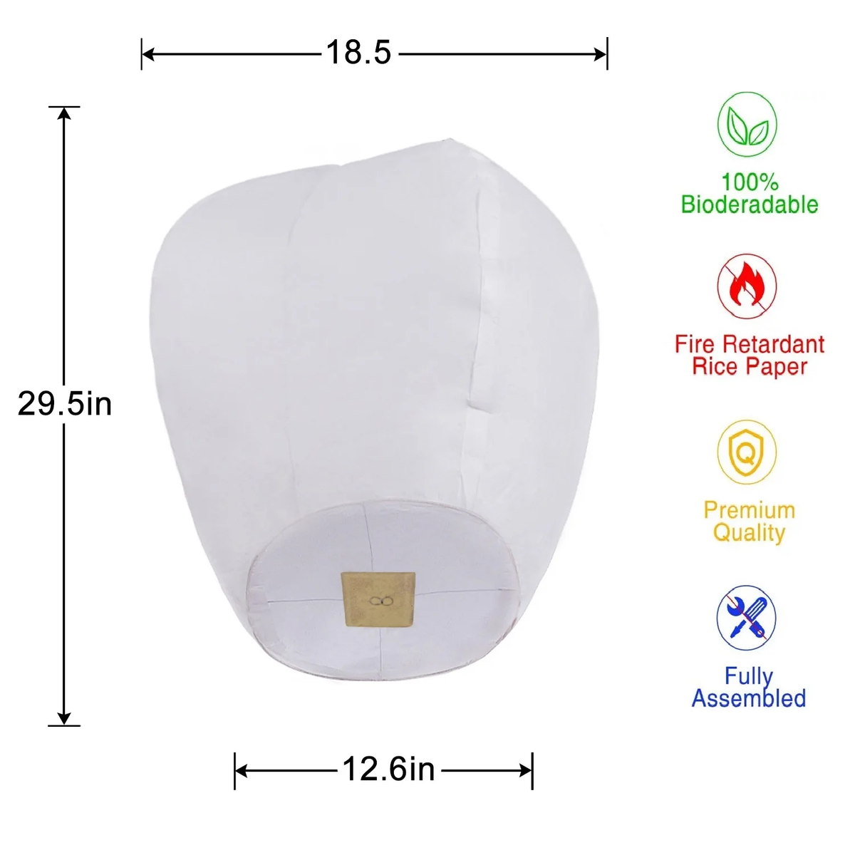 VANECL Chinese Paper Lanterns,20 Pack White Paper Wishing Lanterns for Weddings, Birthday Party, New Years, Festival(White)