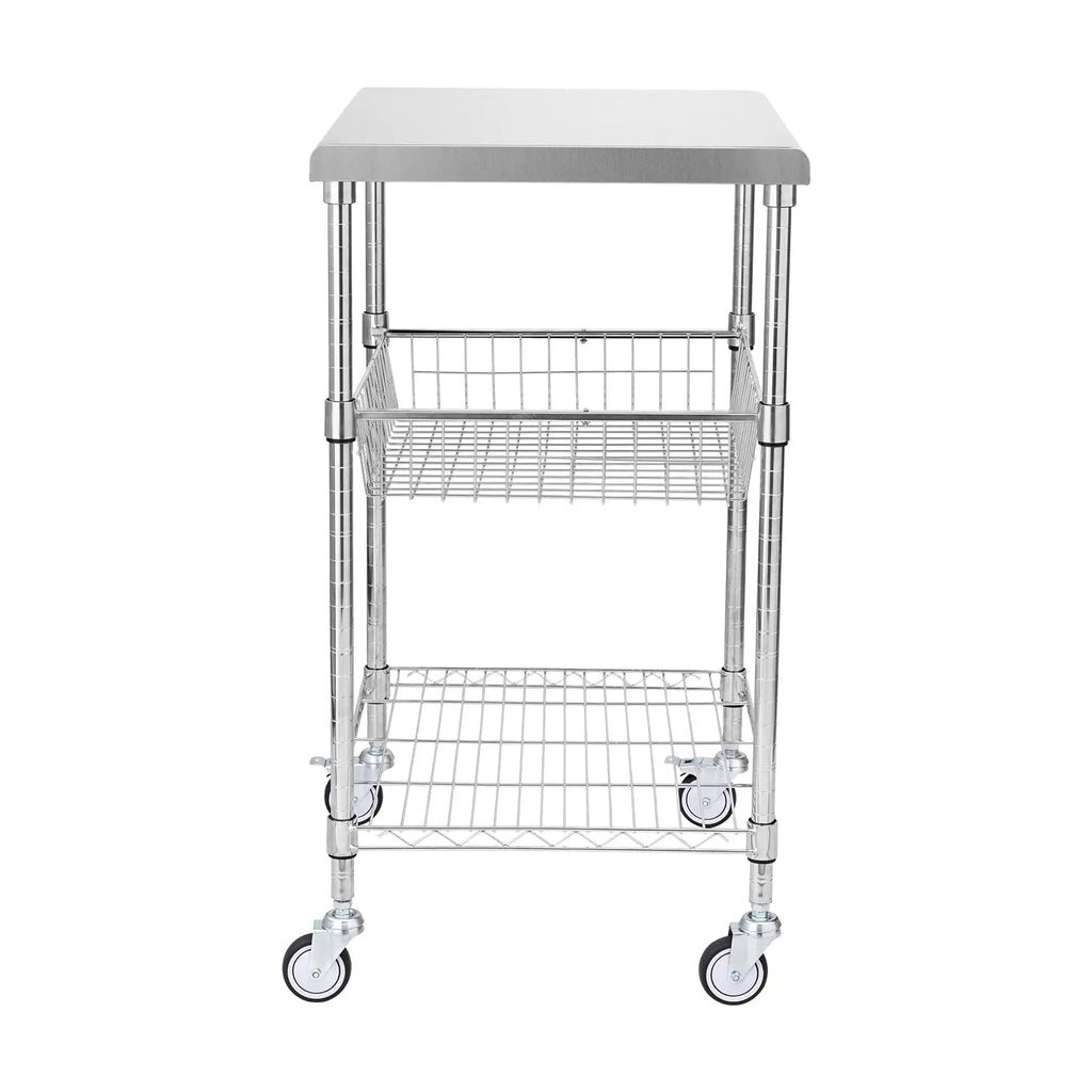 VANECL 3-Tier Heavy Duty Rolling Utility Cart with 6 Side Hooks, 24"×20"×36.6" Multi-Purpose Storage Trolley, Max 470 LBS Capacity Wheeled Organizer Cart for Garage Kitchen Warehouse Office