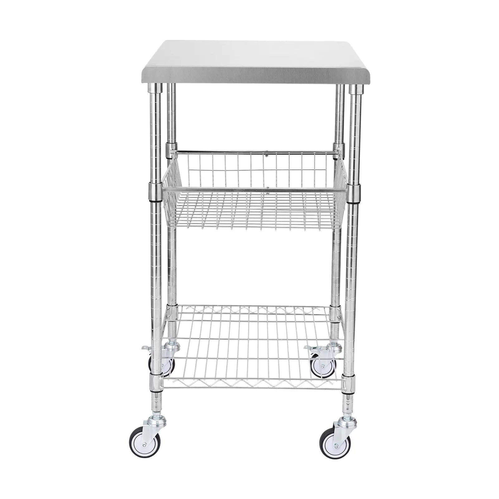 VANECL 3-Tier Heavy Duty Rolling Utility Cart with 6 Side Hooks, 24"×20"×36.6" Multi-Purpose Storage Trolley, Max 470 LBS Capacity Wheeled Organizer Cart for Garage Kitchen Warehouse Office