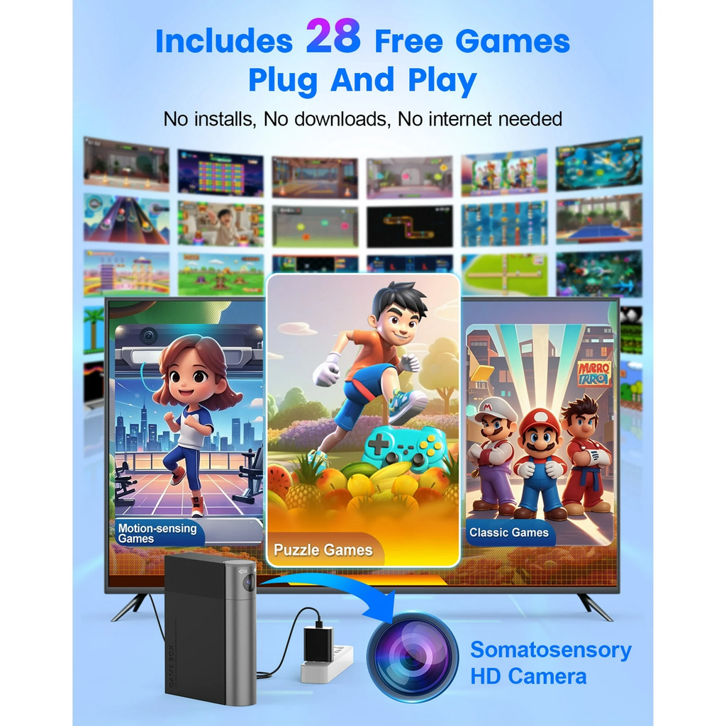 JIUMESS Motion Video Game Console for TV, Plug & Play System for Kids & Families Gifts