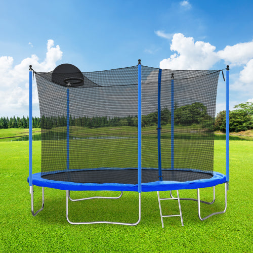 VANECL 12FT Trampoline for Kids & Adults with Basketball Hoop, Safety Enclosure Net, Foam Padding, Ladder & Triangle Ball Net, Outdoor Backyard Heavy Duty Trampoline, Max 200 LBS Weight Capacity
