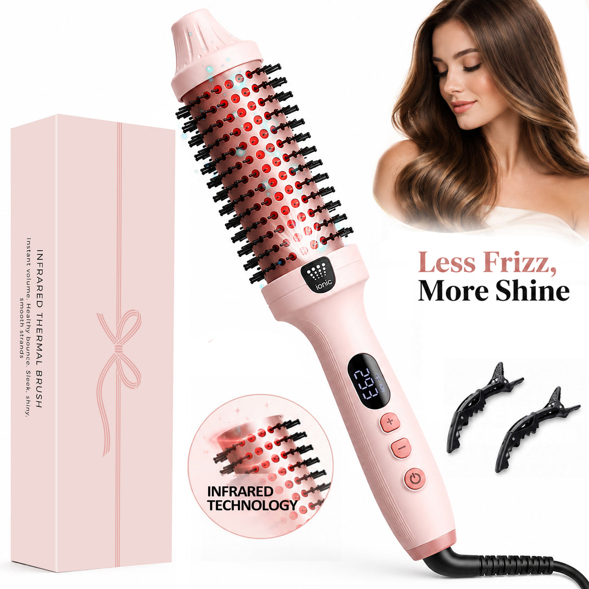 OAKSKY Infrared Thermal Brush, Curling Iron Heated Round Brush,Negative Ions for Smooth, Shiny Hair with Less Damage