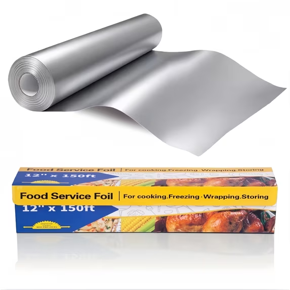 KCRAGAS Aluminum Foil ,Heavy Duty Tin Foils Roll with Serrated Cutter,12inx150SQ.FT