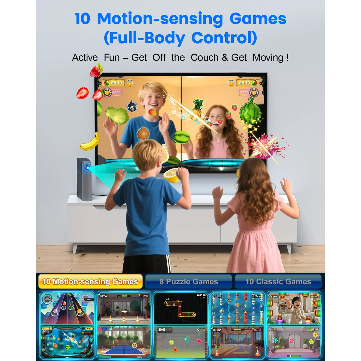 JIUMESS Motion Video Game Console for TV, Plug & Play System for Kids & Families Gifts