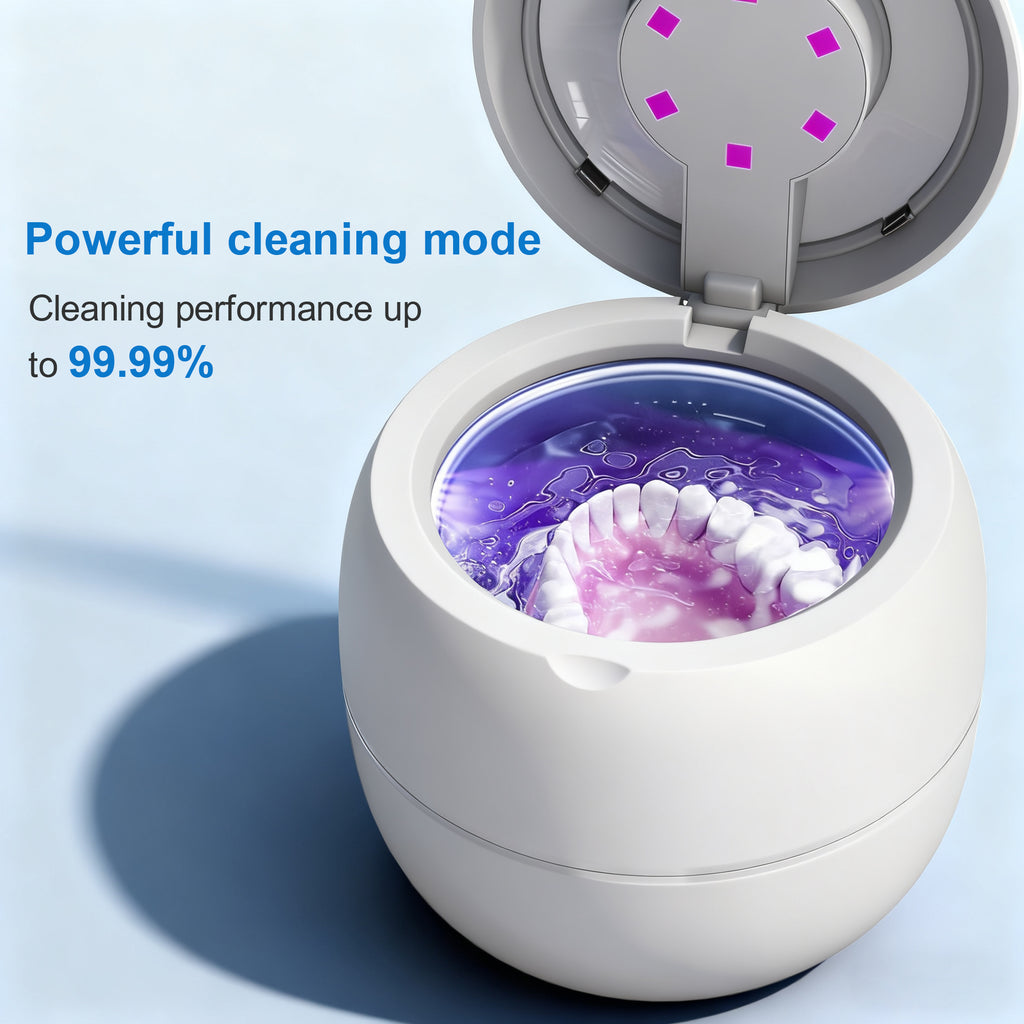 VANECL Ultrasonic Retainer Cleaner Machine,45kHz Portable Denture Cleaner with 4 Modes,210ml Digital Timer and 6 UVC for Denture Aligner,Toothbrush head,Braces,Jewelry