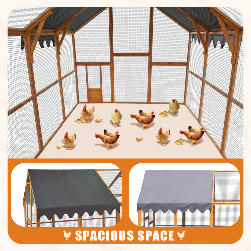VANECL 110" Large Outdoor Chicken Coop Enclosures, Walk-in Kitten Playpen with Upgrade Waterproof Cover, Galvanized Wire Mesh Catio with Sliding B0lt Lock & 2 Small Access Doors, Spacious Pet Exercise Pen for Chicken, Kitten, Small Animals