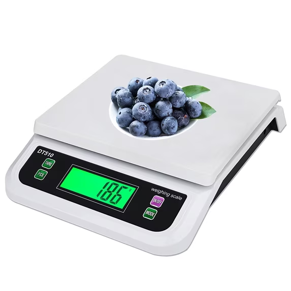 WANDOBAO Large Digital Kitchen Scale 40kg/88lbs Commercial Food Scale with Tare and PCS Funtion for Baking Cooking Bread Meat Parts and Coins LCD Display,Baking Scale for Cooking(White)