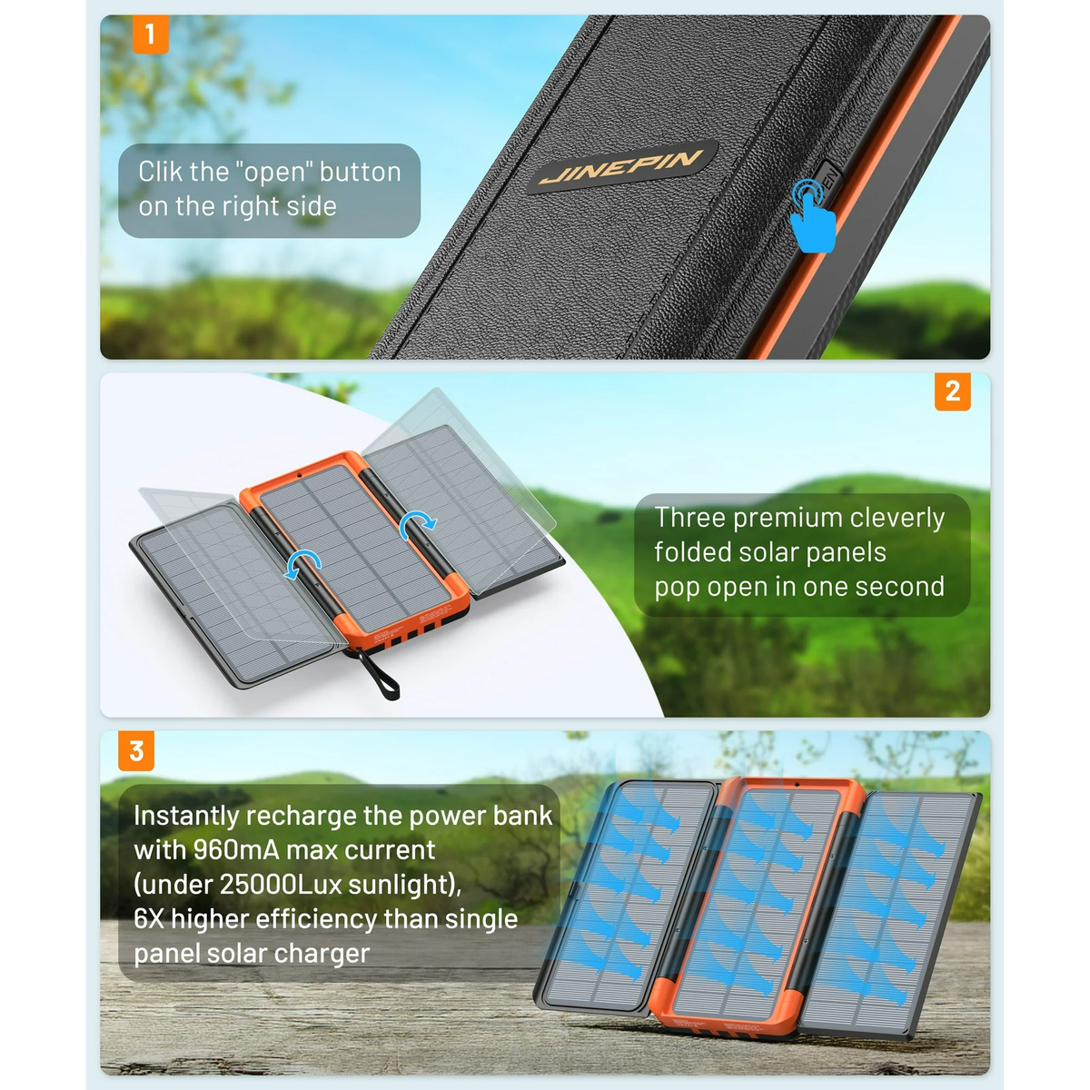 JIUMESS 46800mAh Solar Charger Power Bank 20W Fast Charging with Cables, Battery Pack Compatible for iPhone & Android Cell Phone