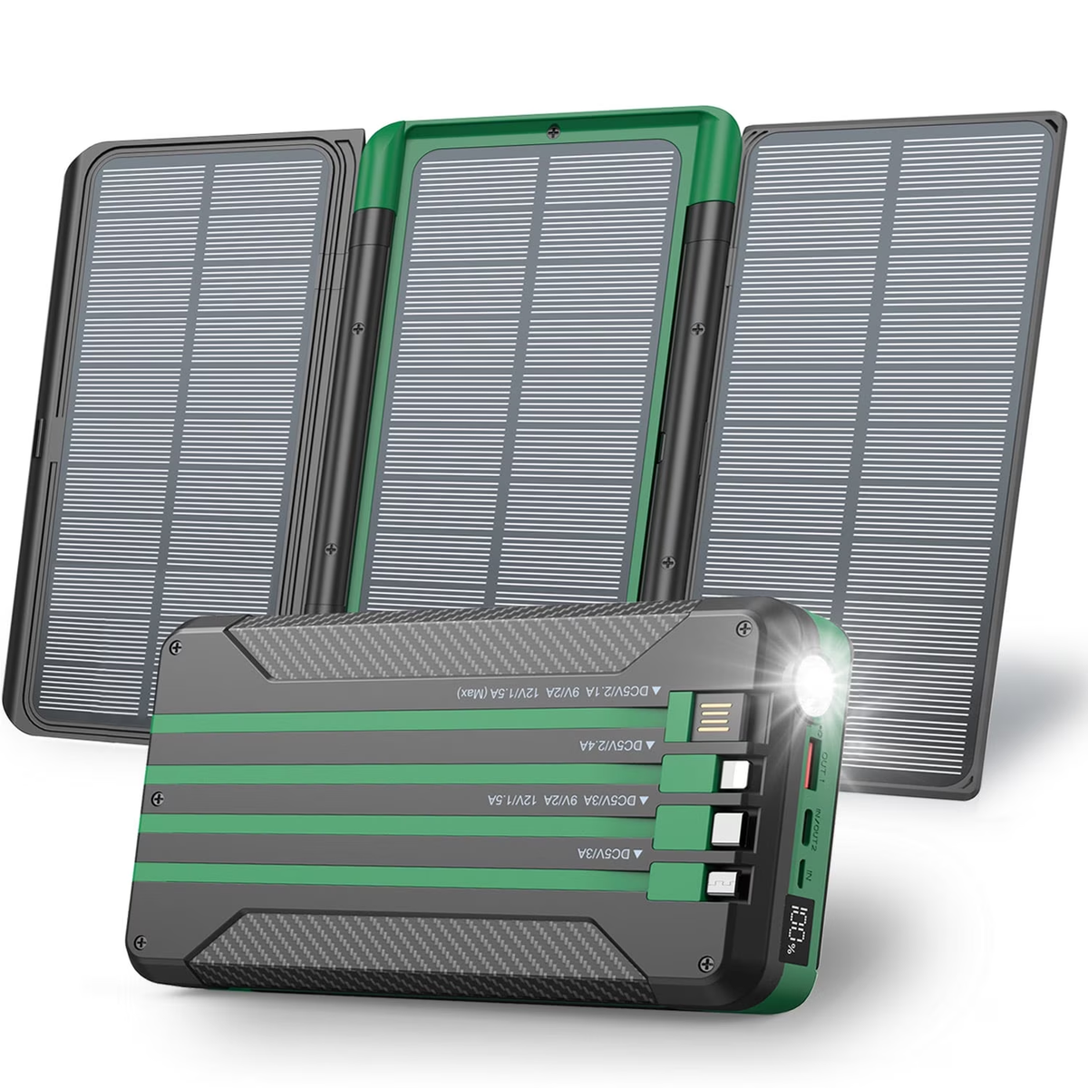 JIUMESS 46800mAh Solar Charger Power Bank 20W Fast Charging with Cables Compatible for iPhone, Android Phone