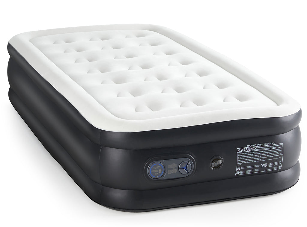 VANECL 16 Inch Twin Air Mattress with Built-in High Capacity Pump, Raised Double Height Inflatable Airbed, Adjustable Blow Up Mattress with Non-Slip B0ttom for Home Camping Travel