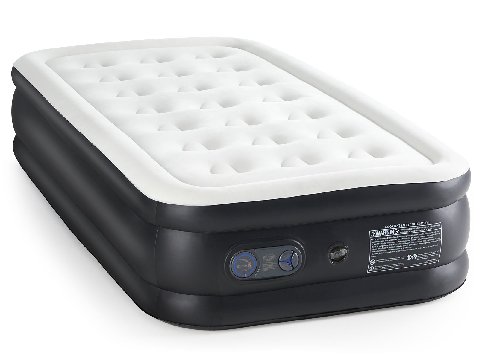 VANECL 16 Inch Twin Air Mattress with Built-in High Capacity Pump, Raised Double Height Inflatable Airbed, Adjustable Blow Up Mattress with Non-Slip B0ttom for Home Camping Travel