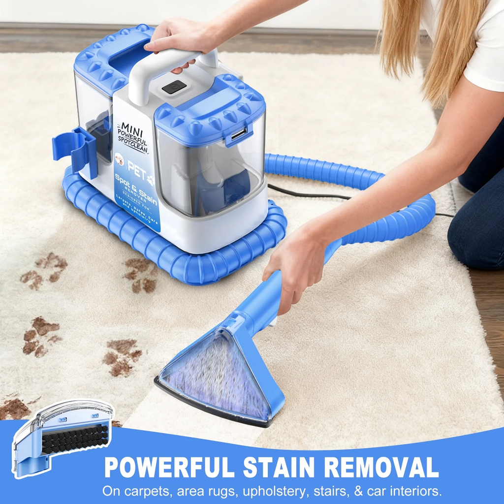 SUXIANGVAC Portable Carpet and Upholstery Spot Cleaner Machine, 20Kpa Powerful Suction with 5 Cleaning Tools, 17oz Cleaning Solution, Lightweight Compact Design, Deep Clean for Car, Home, Blue