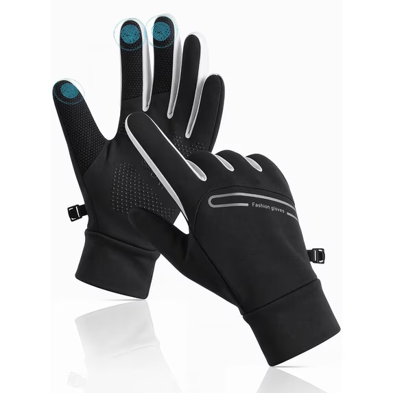 WANDOBAO Winter Thermal Gloves for Men Women,Touch Screen Non-slip Waterproof Windproof Warm Fleece Suitable for Running Riding Driving Hiking Outdoor Sports Multifunctiona-Black