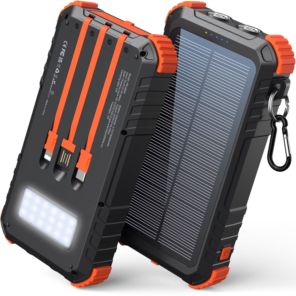 JIUMESS 45800mAh Solar Power Bank 15W Fast Charging, Solar Charger Compatible for iPhone, Android Phone