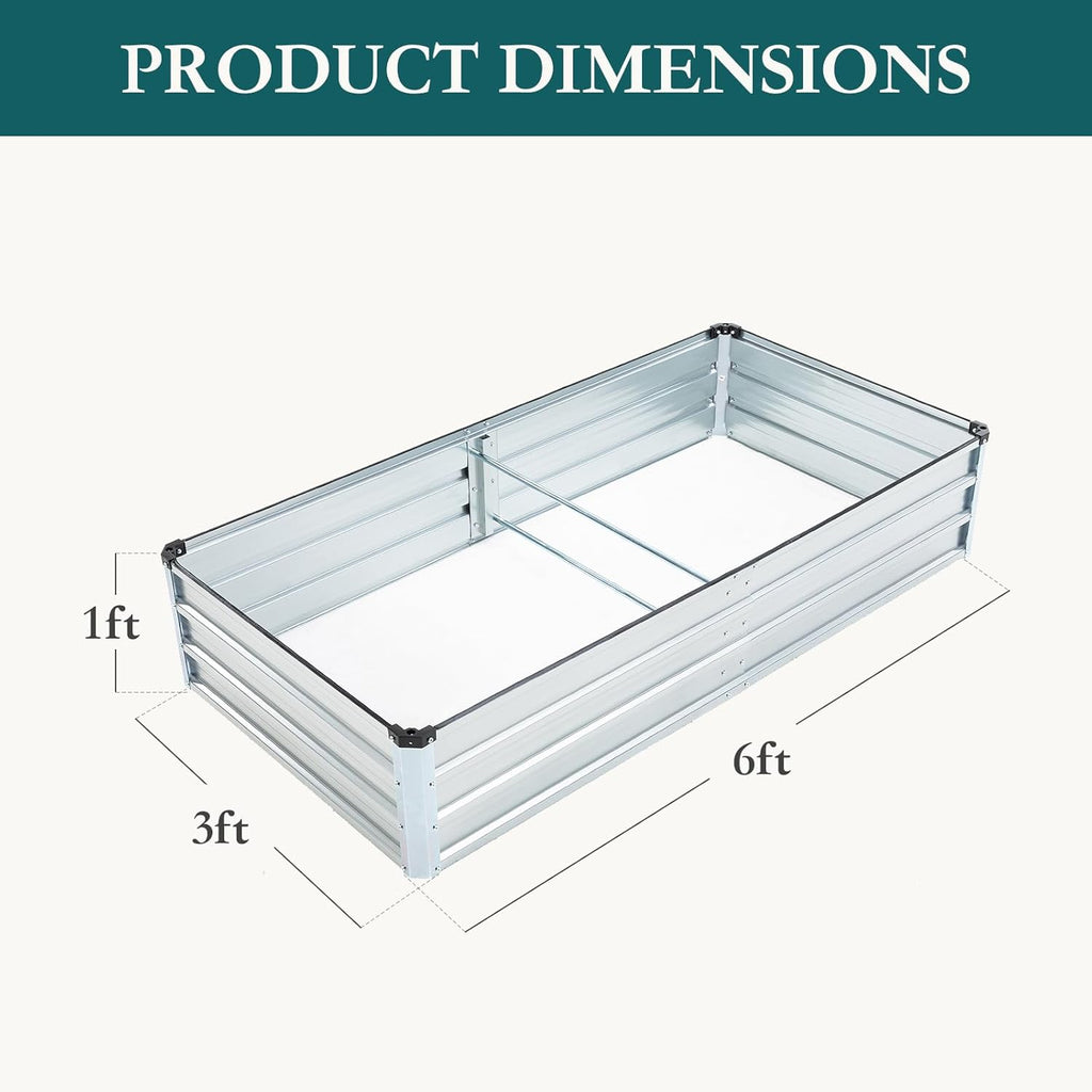 VANECL 2 Pack Galvanized Metal Raised Garden Beds, 6×3×1FT Open-B0ttom Outdoor Planter B0xes for Vegetables, Herbs & Flowers