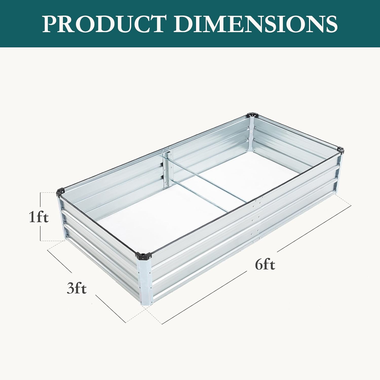 VANECL 2 Pack Galvanized Metal Raised Garden Beds, 6×3×1FT Open-B0ttom Outdoor Planter B0xes for Vegetables, Herbs & Flowers