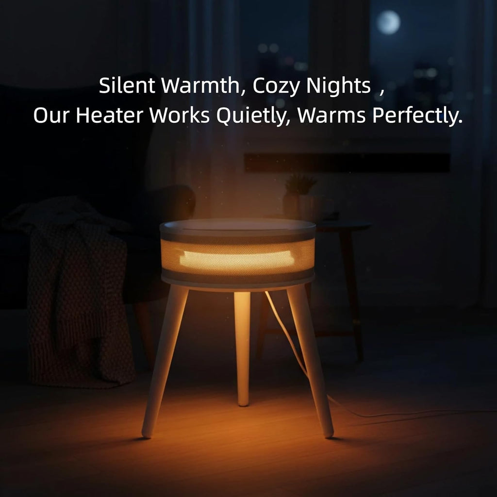 VANECL 3-in-1 Round Side Table Space Heater, PTC Fast Heating Wooden End Table Heater with 1–12H Timer, Ultra Quiet Anti-Tip Portable Electric Heater for Bedroom Living Room