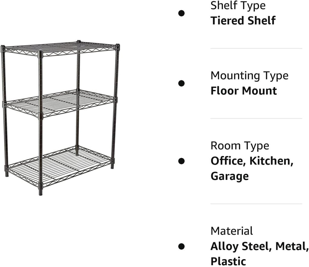 VANECL Heavy Duty Adjustable Metal Wire Storage Shelving Unit, Freestanding Steel Organizer Rack for Garage Kitchen Bathroom