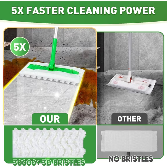 KCRAGAS Heavy Duty Dry Sweeping Cloths for Swiffer Sweeper Mop, Microfiber Duster Mop Pads Refills for Hardwood Floor Dust and Hair,Disposable, Unscented, 50 Count