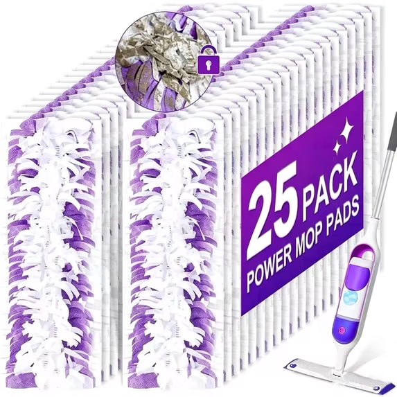 KCRAGAS 25 Count Disposable Powermop Refills for Swiffer PowerMop Pads,Multi-Surface Replacement Wet Pads Refill on All Finished Floors