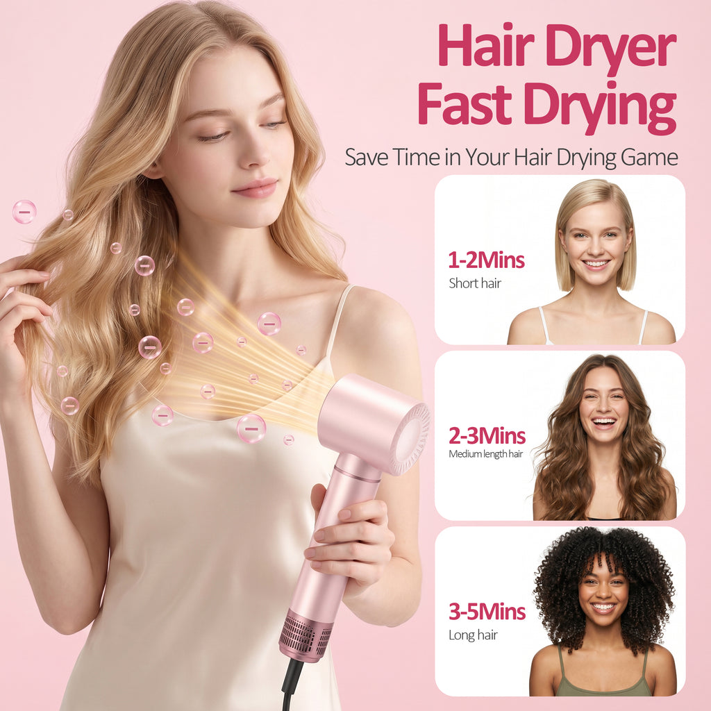 OAKSKY Hair Dryer Brush,5 in 1 Negative Ionic Hot Air Brush Styler and Dryer,Blow Dryer Brush Hair Styling Tool for Fast Volumizing and Smoothing,Pink