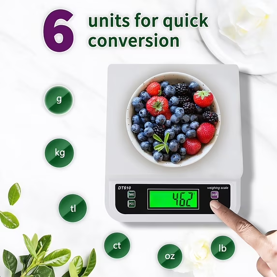 WANDOBAO Large Digital Kitchen Scale 40kg/88lbs Commercial Food Scale with Tare and PCS Funtion for Baking Cooking Bread Meat Parts and Coins LCD Display,Baking Scale for Cooking(White)