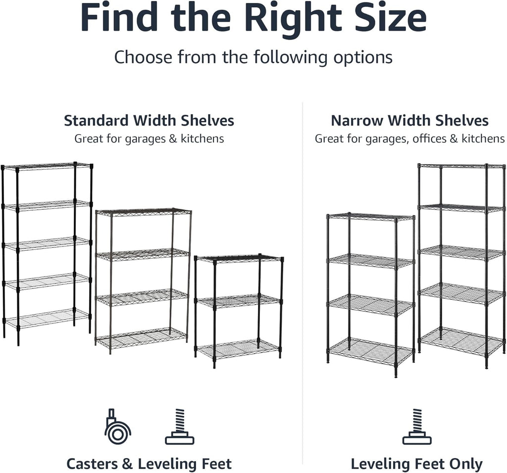 VANECL Heavy Duty Adjustable Metal Wire Storage Shelving Unit, Freestanding Steel Organizer Rack for Garage Kitchen Bathroom