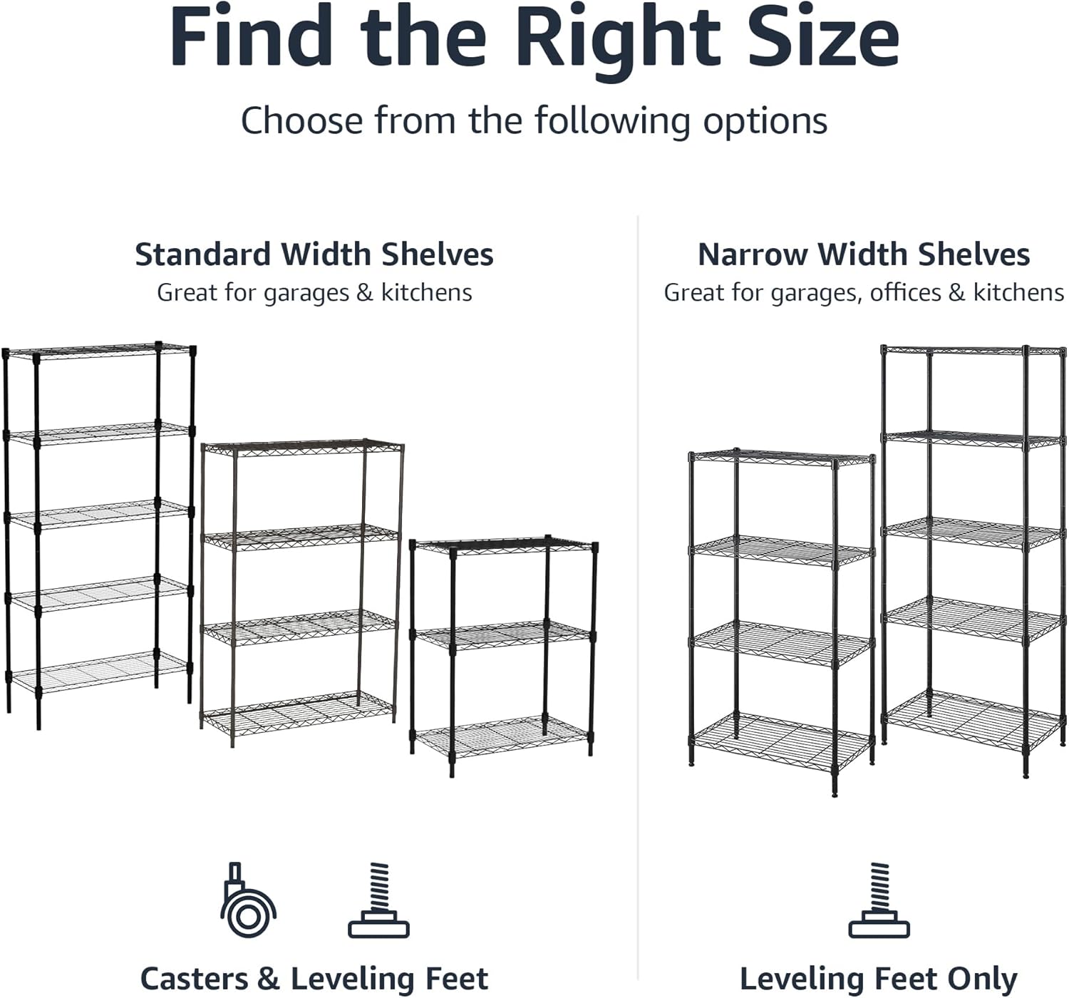 VANECL Heavy Duty Adjustable Metal Wire Storage Shelving Unit, Freestanding Steel Organizer Rack for Garage Kitchen Bathroom