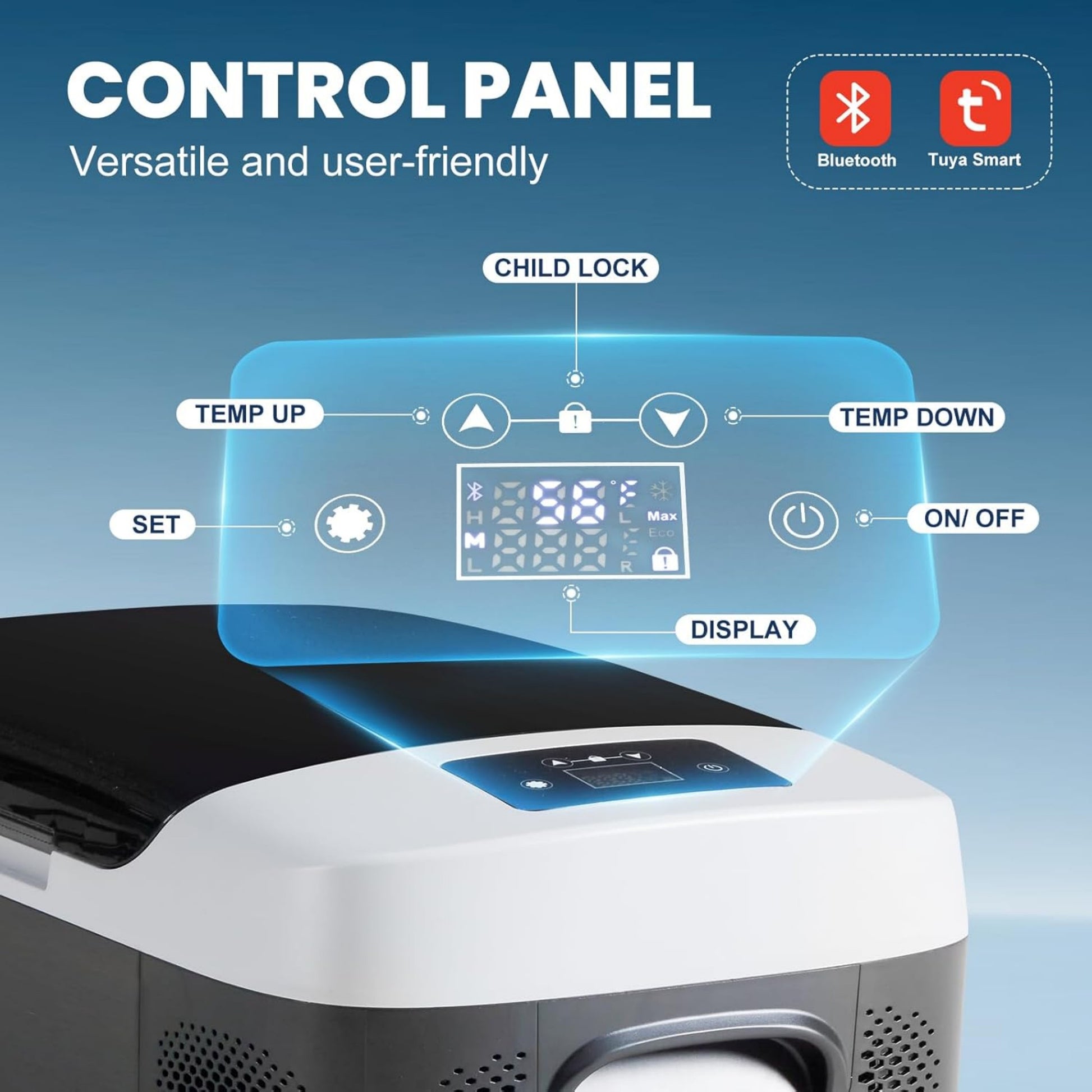 VANECL 17QT Portable Single-Zone Car Refrigerator, -4℉~68℉ Car Freezer Cooler with Bluetooth Control, 12/24V DC & 100-240V AC Dual Power