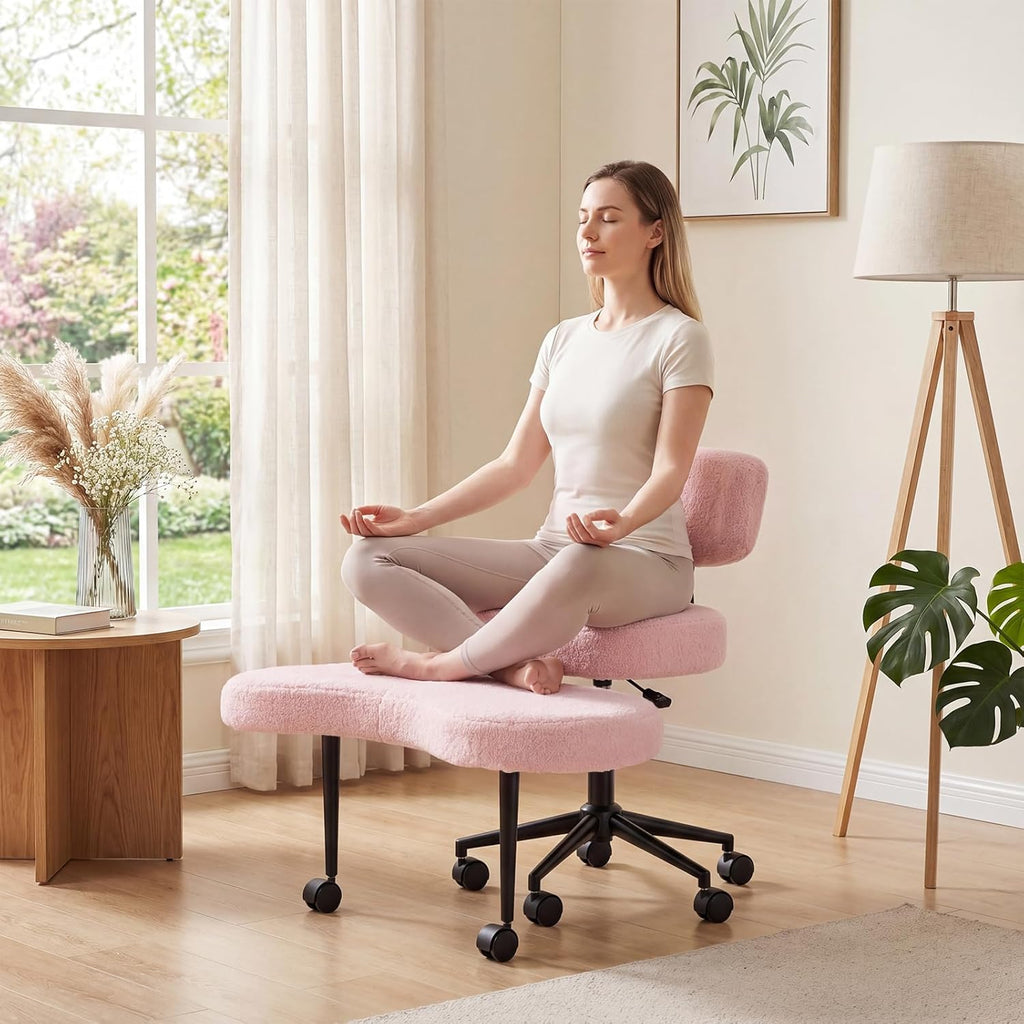 VANECL Ergonomic Cross Legged Meditation Chair, Anti-Slip Stable Meditation Seat for Indoor Meditation Reading Bay Window Rest