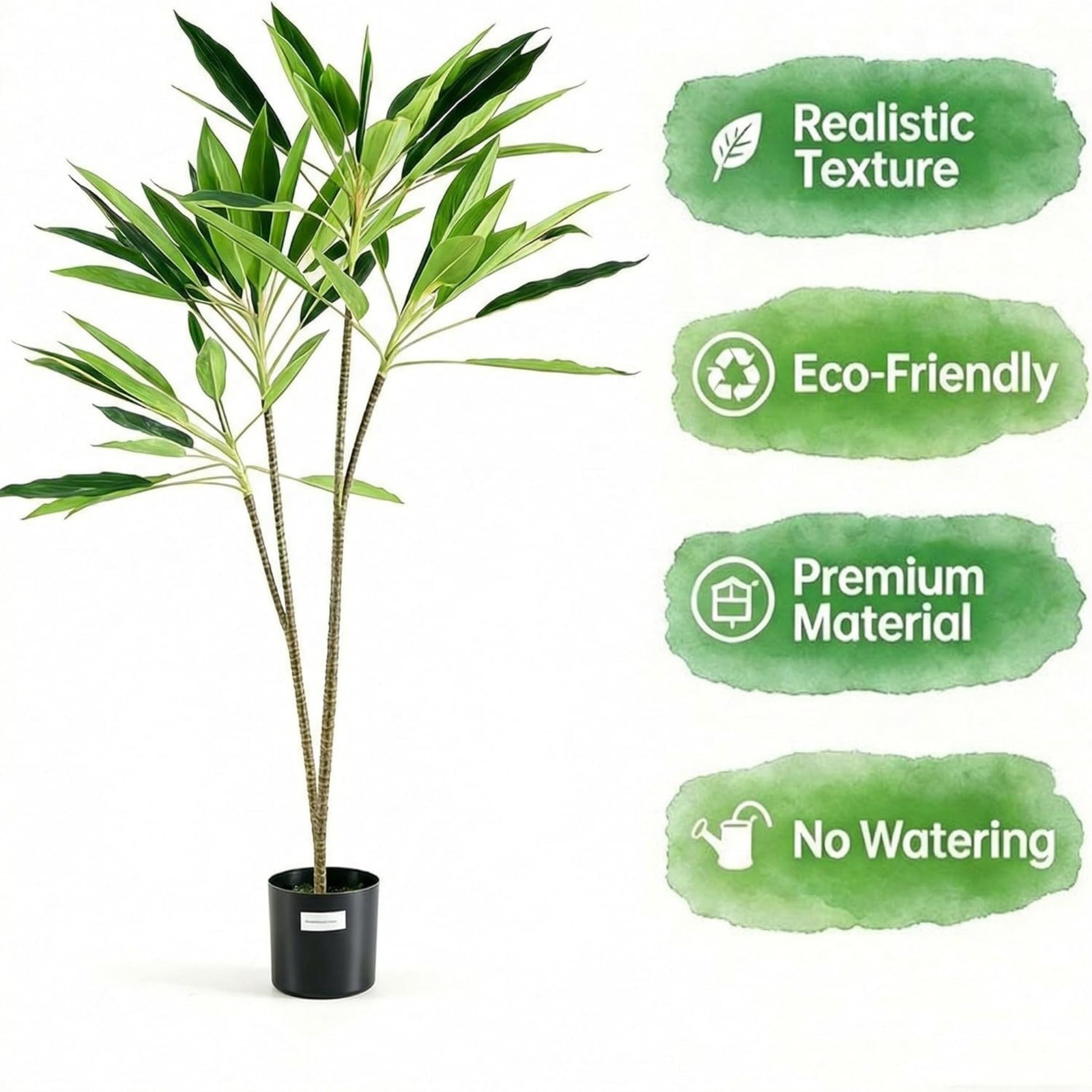 VANECL 51in Artificial Palm Tree with Black Planter, Realistic Faux Tall Palm Plant for Indoor Home Decor