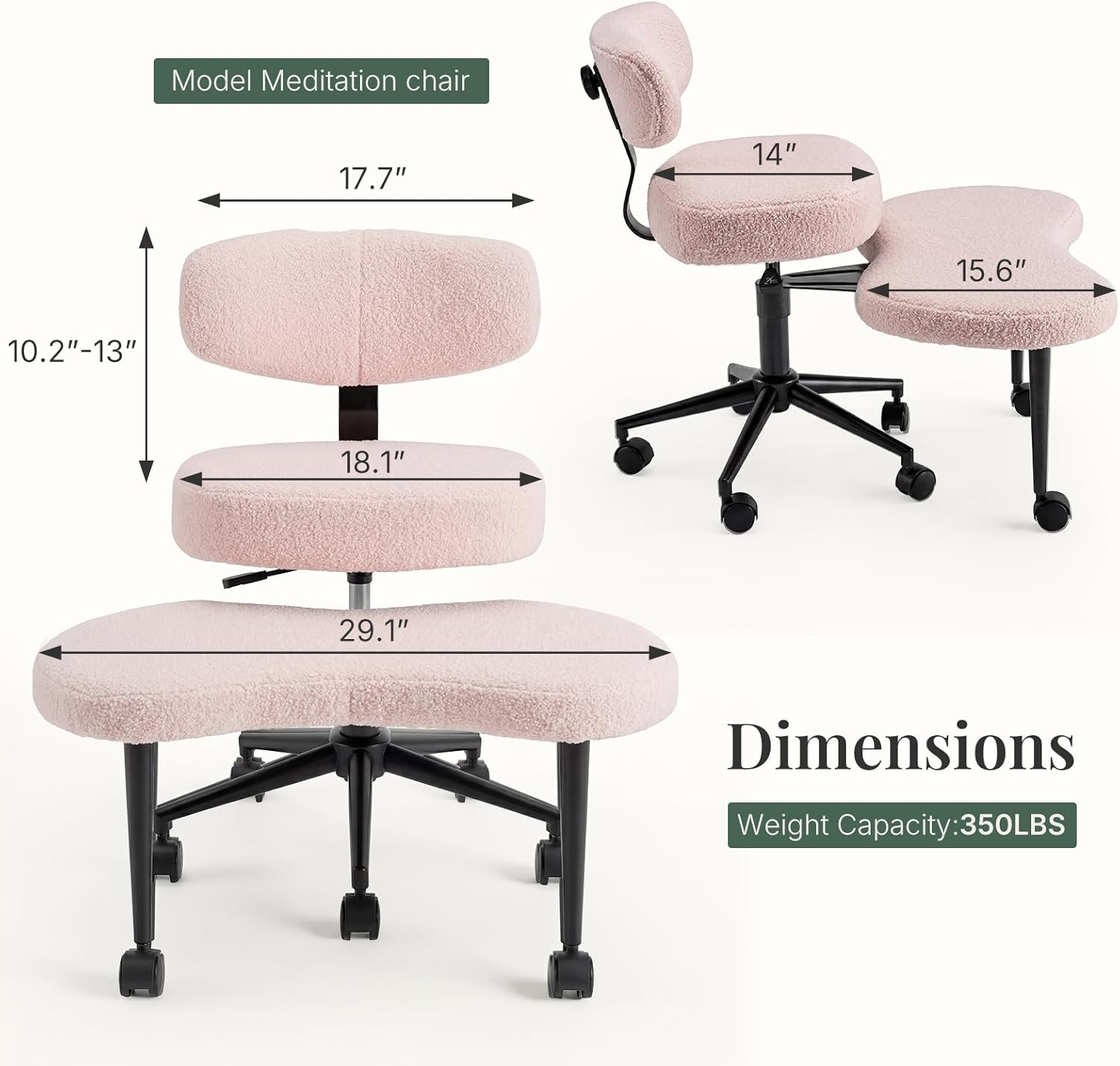 VANECL Ergonomic Cross Legged Meditation Chair, Anti-Slip Stable Meditation Seat for Indoor Meditation Reading Bay Window Rest