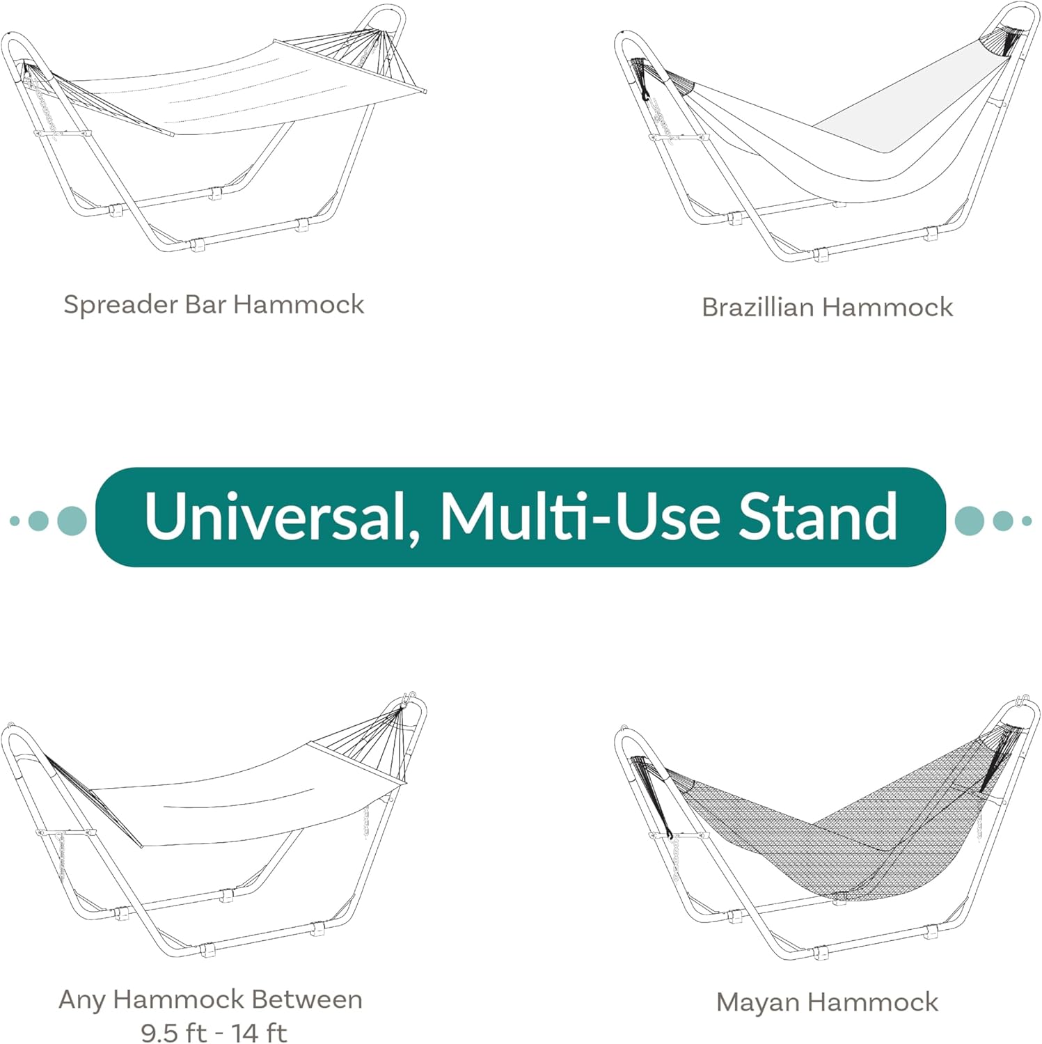 VANECL Heavy Duty Powder Coated Steel Hammock Stand, Detachable Portable Hammock Frame for Indoor Outdoor Garden Camping Beach