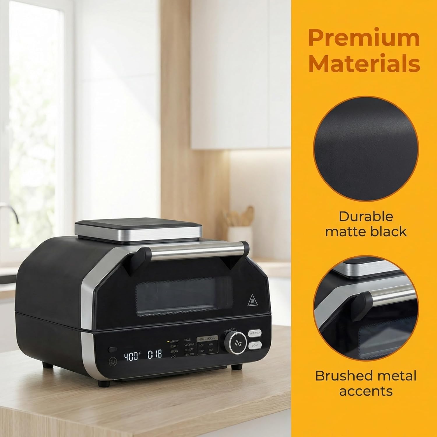 VANECL Multifunctional Large Electric BBQ Grill, Non-Stick Indoor & Outdoor Electric Griller with Air Fry Bake Steam Function for Backyard Camping