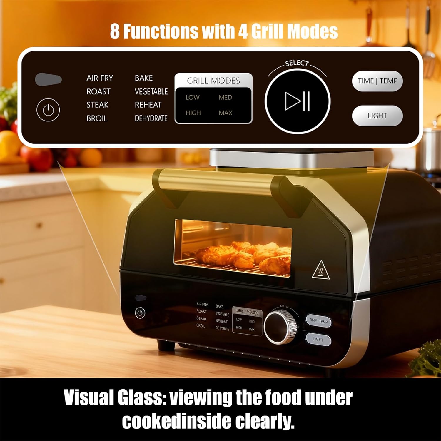 VANECL Multifunctional Large Electric BBQ Grill, Non-Stick Indoor & Outdoor Electric Griller with Air Fry Bake Steam Function for Backyard Camping