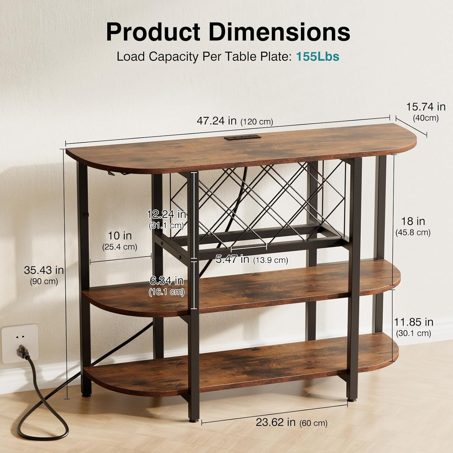 VANECL Sliding Door Metal Wine Bar Cabinet with RGB LED Light & Built-In Charging Station, Home Beverage Storage Cabinet