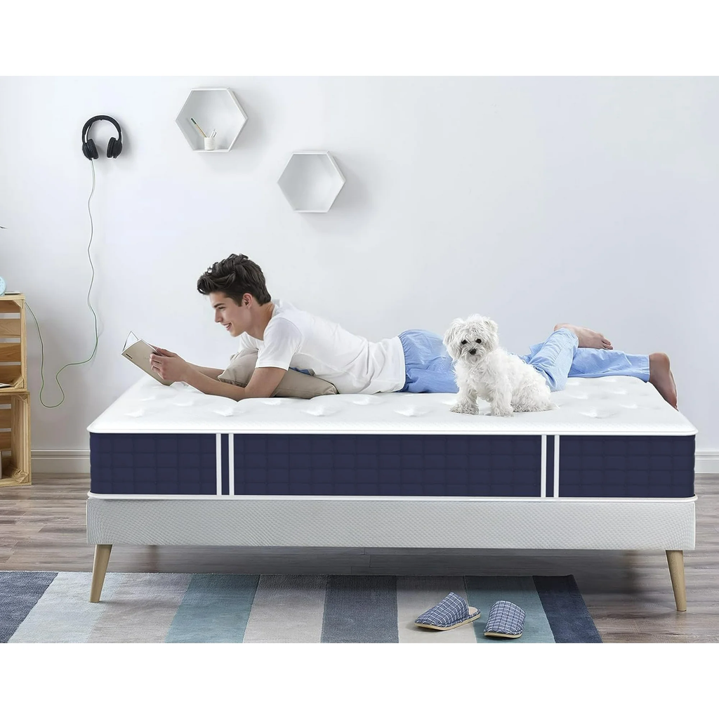 Aminy Twin Mattress, 10" Memory Foam Hybrid Mattress in a Box, Pocket Spring Mattress with Cooler Sleep and Pressure Relief, 39"*75"