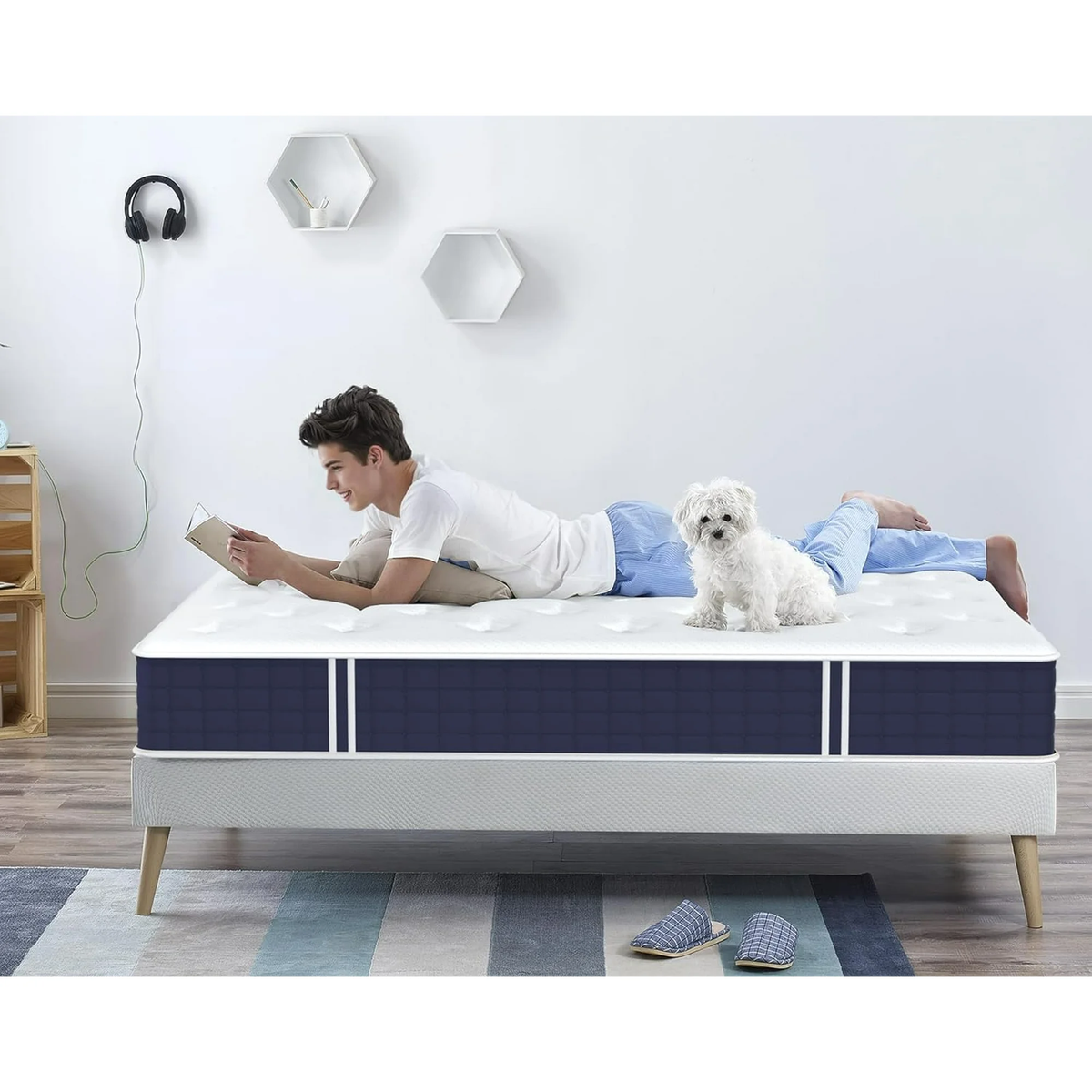 Aminy Twin Mattress, 10" Memory Foam Hybrid Mattress in a Box, Pocket Spring Mattress with Cooler Sleep and Pressure Relief, 39"*75"