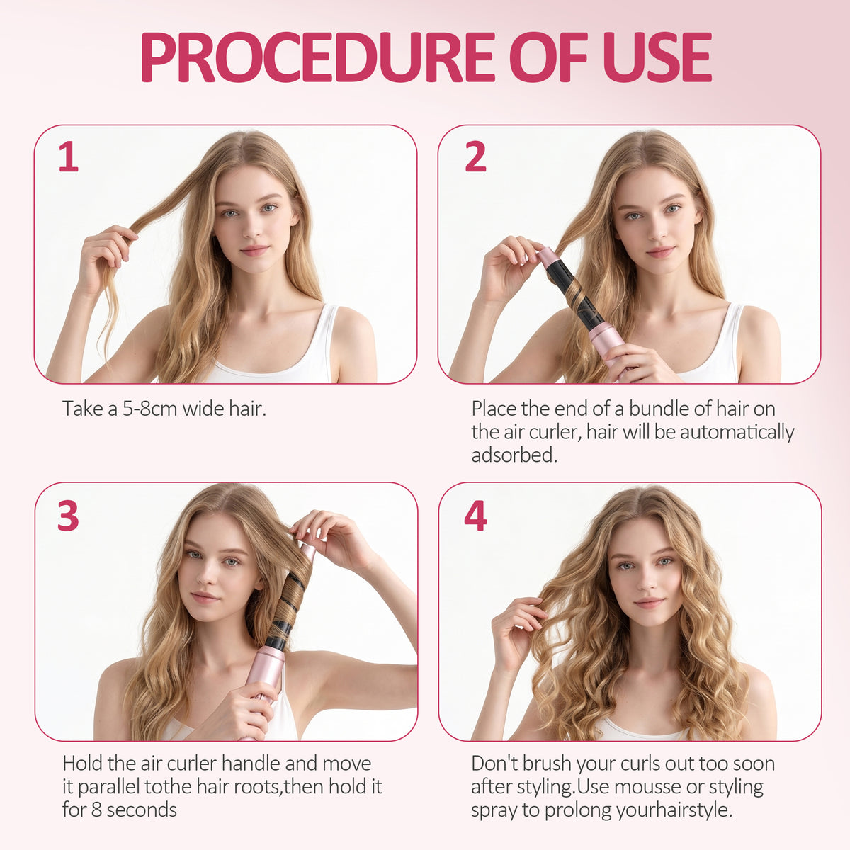 OAKSKY Hair Dryer Brush,5 in 1 Negative Ionic Hot Air Brush Styler and Dryer,Blow Dryer Brush Hair Styling Tool for Fast Volumizing and Smoothing,Pink